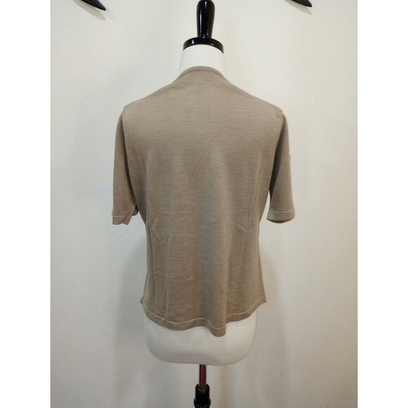Paul Stuart Taupe Short Sleeve Wool Crewneck Sweater - L - Picture 6 of 8